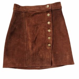 Lord & Taylor suede leather mini skirt buttons